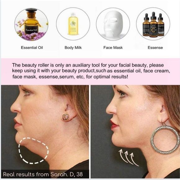 💗 Jade Roller+Gua Sha Rose Quartz, Face Eyes Neck Body Relieve Fine Lines - Picture 6 of 7